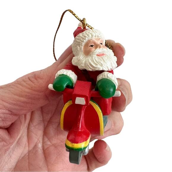 Vintage Christmas Ornament Santa on a Motor Scooter Santas Best Collectible 1991 - Picture 6 of 13